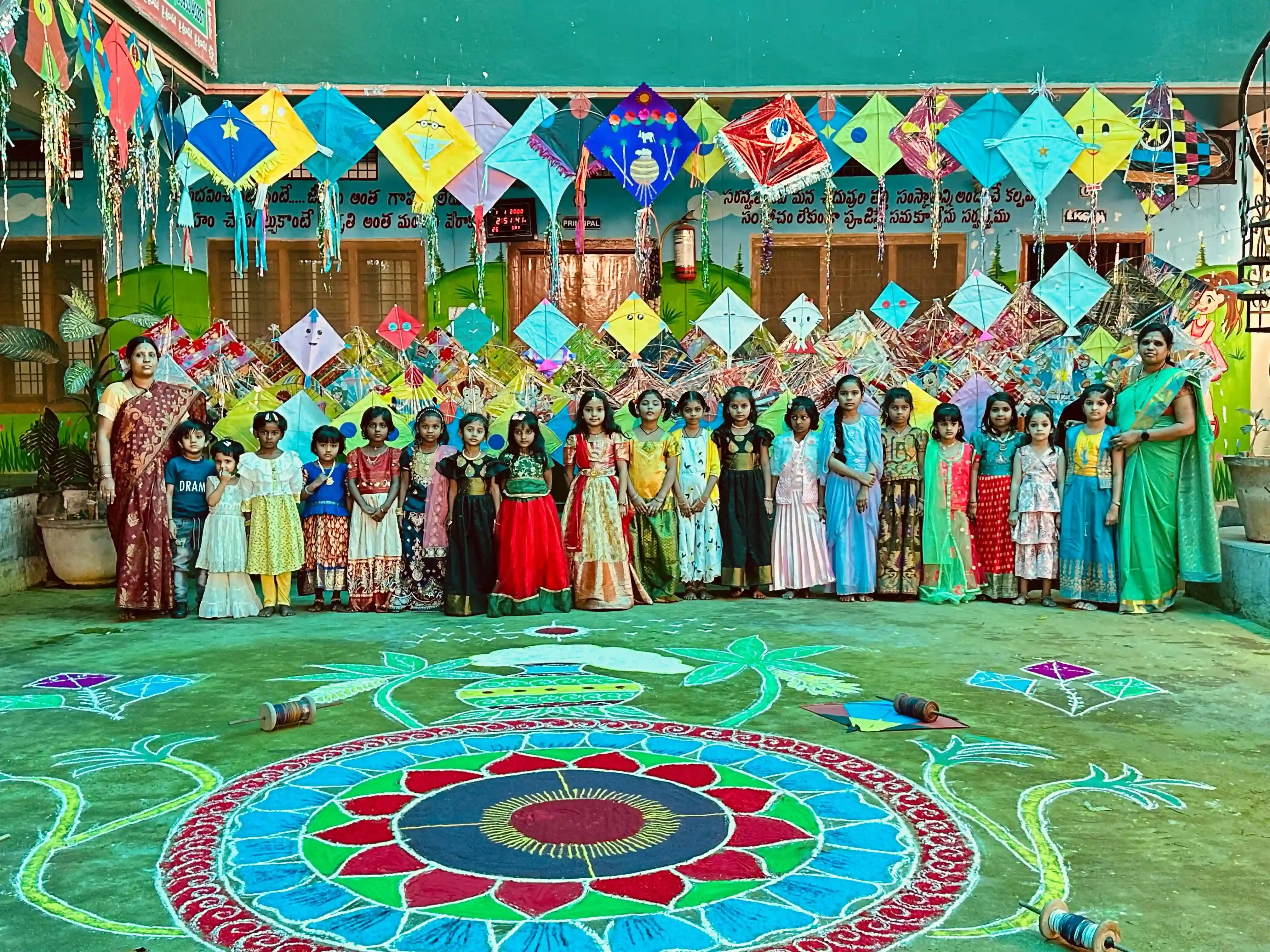 Sankranthi festival celebration with traditional kite flying